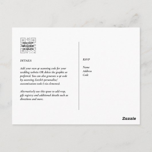 QR-CODE RSVP Eucalyptusbladeren Groene Huwelijksfe Briefkaart (Achterkant)