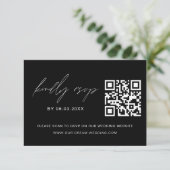 QR-code RSVP-fotowebsite met minimalistische bruil RSVP Kaartje (Staand voorkant)