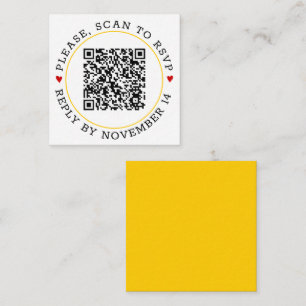 QR-code RSVP gele rand met hartenbruiloft Informatiekaartje