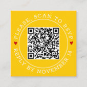 QR-code RSVP-grens en geel huwelijk Informatiekaartje (Voorkant)