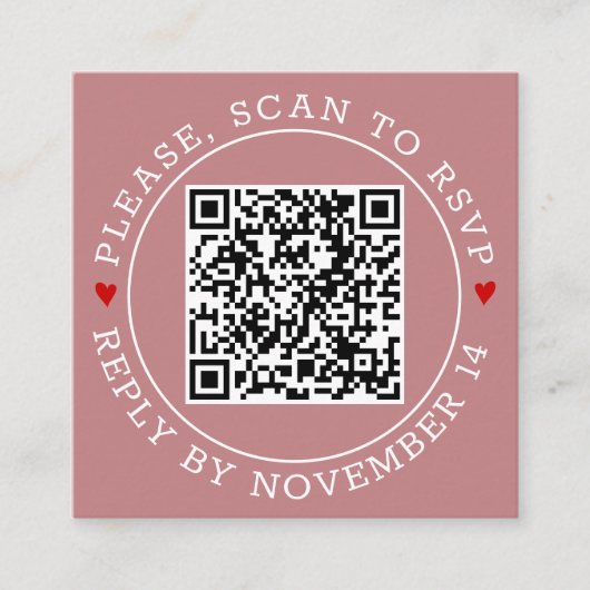 QR-code RSVP-grens en hevige bruiloft met stoffige Informatiekaartje (Voorkant)
