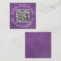 QR-code RSVP-grens, hart bevlekte paarse bruiloft