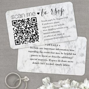 QR-code RSVP Huwelijk Nep Marmer Bijgevoegde Kaart Visitekaartje
