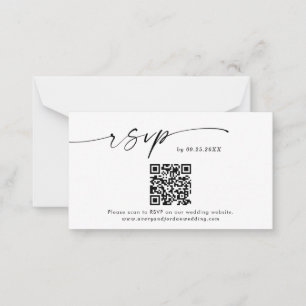QR-code RSVP-kaart   Moderne minimalistische bruil Notitiekaartje