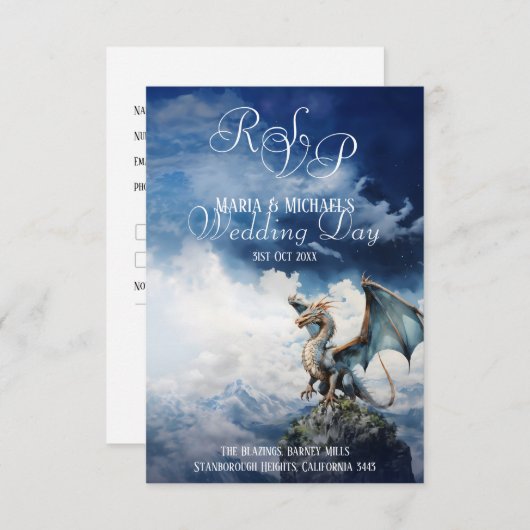 QR Code RSVP Keltische Dragon Fantasy Sprookje Informatiekaartje (Voorkant / Achterkant)