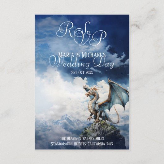 QR Code RSVP Keltische Dragon Fantasy Sprookje Informatiekaartje (Voorkant)