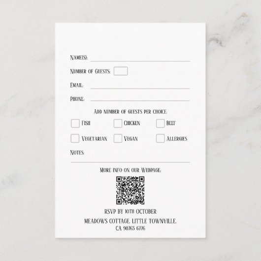 QR Code RSVP Keltische Dragon Fantasy Sprookje Informatiekaartje (Achterkant)