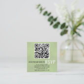 QR-code RSVP kleurgroen bruinbruiloft Enclosure Informatiekaartje (Staand voorkant)