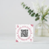 QR-code RSVP, magenta bloemen bloem bruiloft Informatiekaartje (Staand voorkant)