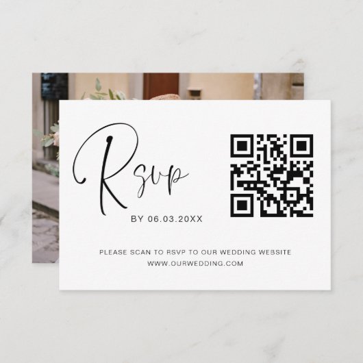 QR Code RSVP Mariage Site Web Photo Elegant (Devant / Derrière)