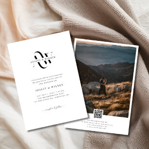 QR Code RSVP Monogram Rustieke Zonsondergang Foto  Kaart