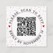 QR-code RSVP roos gouden grens en confetti Informatiekaartje (Voorkant)