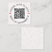 QR-code RSVP roos gouden grens en confetti Informatiekaartje (Voorkant / Achterkant)