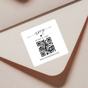 QR Code RSVP Sticker Vierkante Retourlabel