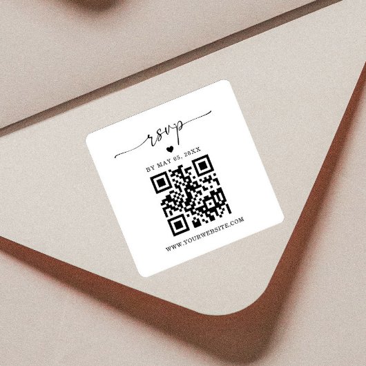 QR-code RSVP-sticker | Vierkante retourlabel Sticker
