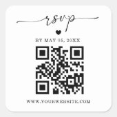 QR-code RSVP-sticker | Vierkante retourlabel Sticker (Voorkant)