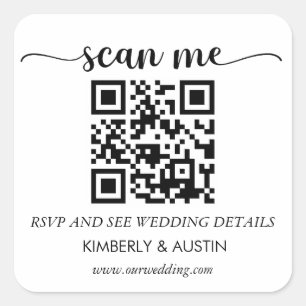 Qr Code RSVP Trouwwebsite Vierkante Sticker