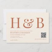 QR Code Rust Monogram Uitnodiging voor de bruiloft (Voorkant)