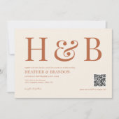 QR Code Rust Monogram Uitnodiging voor de bruiloft (Voorkant)