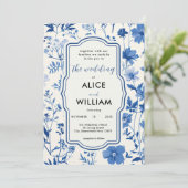 QR code Rustic Blue Fleur sauvage Faire-part de ma (Debout devant)