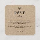 QR Code Rustic Kraft (bewerkbaar) Budget Bruiloft Vierkante Visitekaartje (Achterkant)