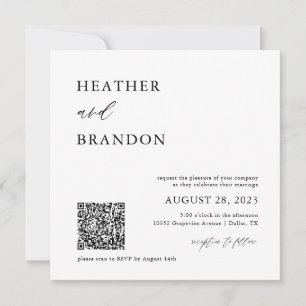 QR Code Rustic Mariage Carré Invitation