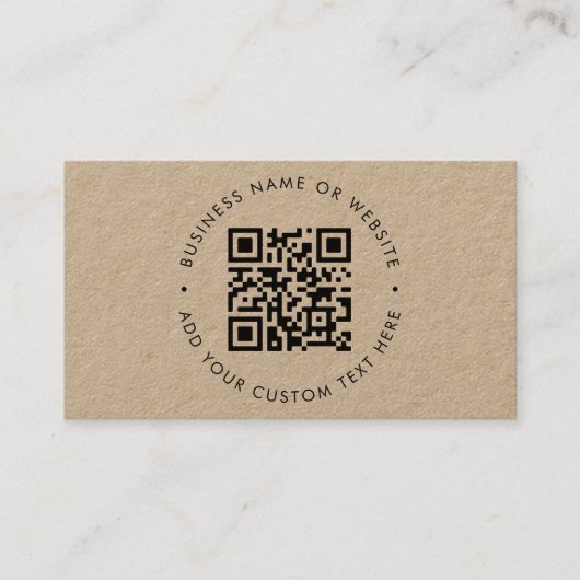QR Code Rustiek Kraftpapier Modern Stijlvol Profes Visitekaartje (Voorkant)