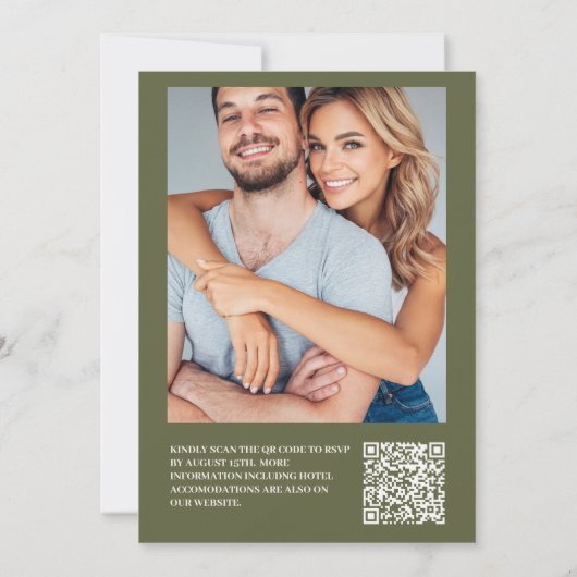 QR Code Rustieke Groene Bossen Varen Bruiloft Kaart (Achterkant)