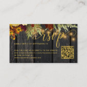 QR-code rustieke herfst bloemenbruiloft RSVP-behui Informatiekaartje (Voorkant)