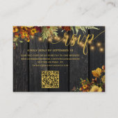 QR-code rustieke herfst bloemenbruiloft RSVP-behui Informatiekaartje (Voorkant)