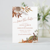 QR code rustieke moderne terracotta bloemenbruilof Save The Date (Staand voorkant)