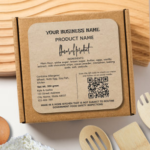 QR-code rustieke Texas cottage wet voedsellabel  Vierkante Sticker