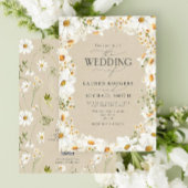 QR Code Rustieke Waterverf Daisy Flowers Bruiloft Kaart