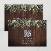 QR-code Rustisch hout Botanisch huwelijk RSVP Kaartje (Voorkant / Achterkant)