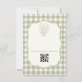 QR Code Sage Green Gingham Floral Bridal Shower Kaart (Achterkant)