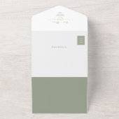 QR Code Sage Green Wedding All In One Uitnodiging (Buitenkant)