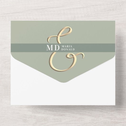 QR-code Sage Green Wedding All in One Uitnodiging (Achterkant)