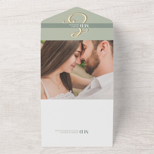 QR Code Sage Mariage Vert Tout en un Invitation (Dehors)