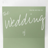 QR Code Sage Minimalistische foto Drieluik Uitnodiging (Binnenzijde eerst)