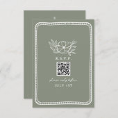 QR Code Sage Vert Floral Mariage QR RSVP (Devant / Derrière)