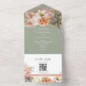 QR Code Salie Groene Bloemen Huwelijk All In One Uitnodiging (Binnen)