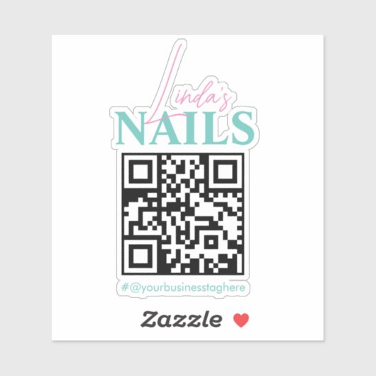 QR Code Salon Clou Nom commercial autocollant (Feuille)