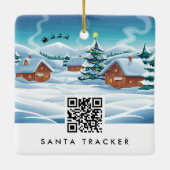 QR-code Santa Tracker Kinder Moderne kerstsneeuw Keramisch Ornament (Achterkant)
