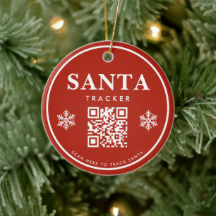 QR Code Santa Tracker Kinder Moderne Rode Kerstmis Keramisch Ornament