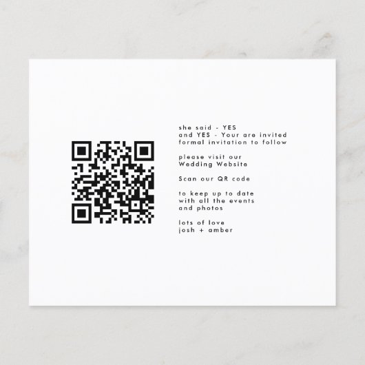 QR code Save the Date - Side Ways Budget Moderne Flyer (Achterkant)