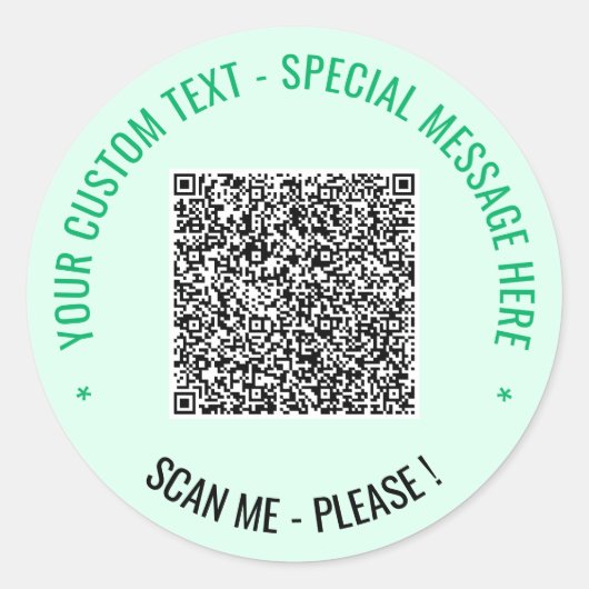 QR Code Scan Aangepaste Tekst en Kleuren Ronde Sti Sticker (Voorkant)