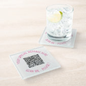 QR Code Scan Info Aangepaste Tekst Glas Onderzette Glazen Onderzetter (Schuin)