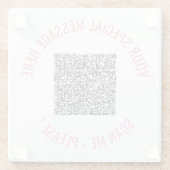 QR Code Scan Info Aangepaste Tekst Glas Onderzette Glazen Onderzetter (Achterkant)
