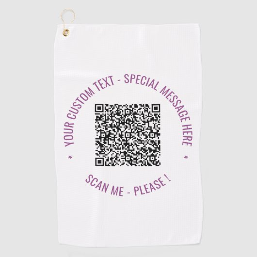 QR Code Scan Info Aangepaste Tekst Golf Handdoek (Voorkant)