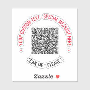 QR Code Scan Info Aangepaste tekst Sticker Sjabloo